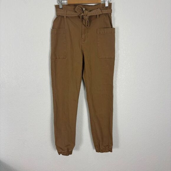 Hollister Tan Ultra High Rise Skinny Leg Jogger Pants with Tie Belt Women's Size - Picture 1 of 9